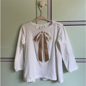 Zara baby girl blouse with golden bow; 18-24 month